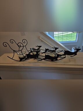 Metal Sleigh Tea Light Candle Holder Set